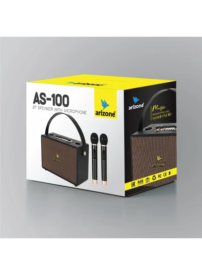 arizone Karaoke Speaker with 2 Wireless Microphones Portable Bluetooth System for Kids & Adults - Image 5